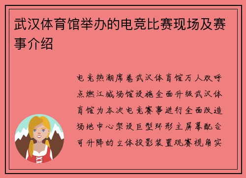 武汉体育馆举办的电竞比赛现场及赛事介绍